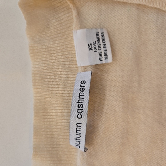 Autumn Cashmere Womens Cashmere V-Neck Long Sleeve Sweater Cream Size XS - Picture 8 of 9